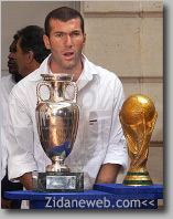 Zidane with the rare World Cup and Euro cup combo